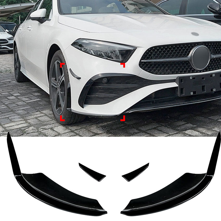 AERO FLAPS SPLITTER ZWART Voorzijde passend voor Mercedes W177 A-Klasse facelift