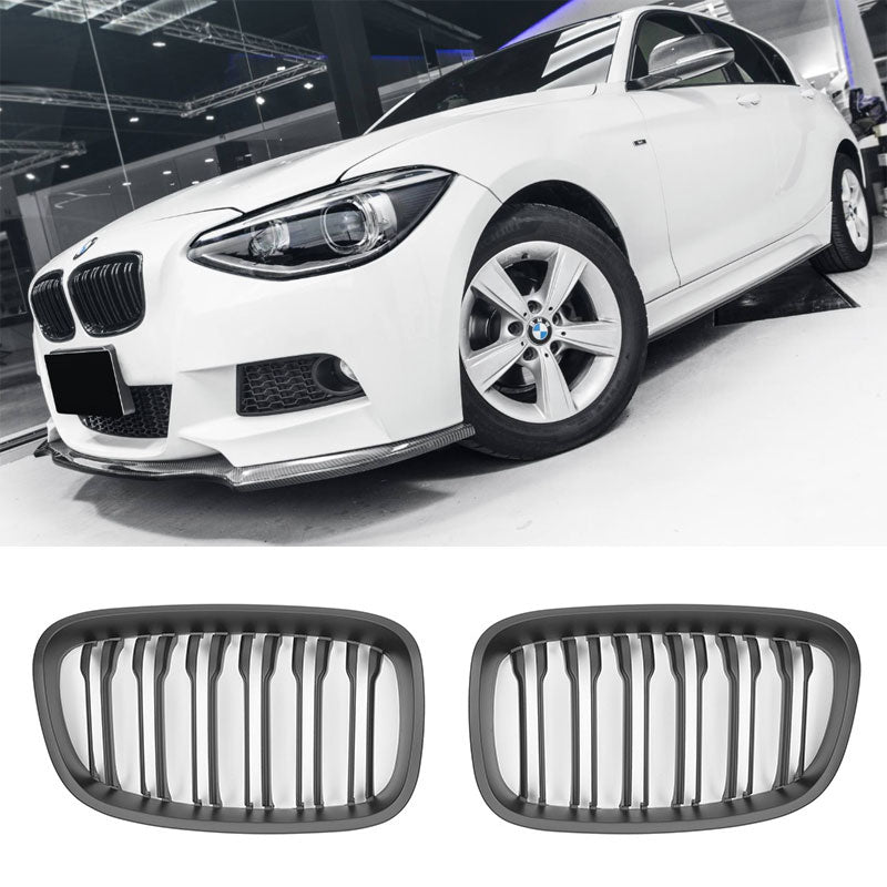 Sport Grille geschikt voor BMW 1-Serie F20 en F21 20212-2015 dubbele spijl mat zwart