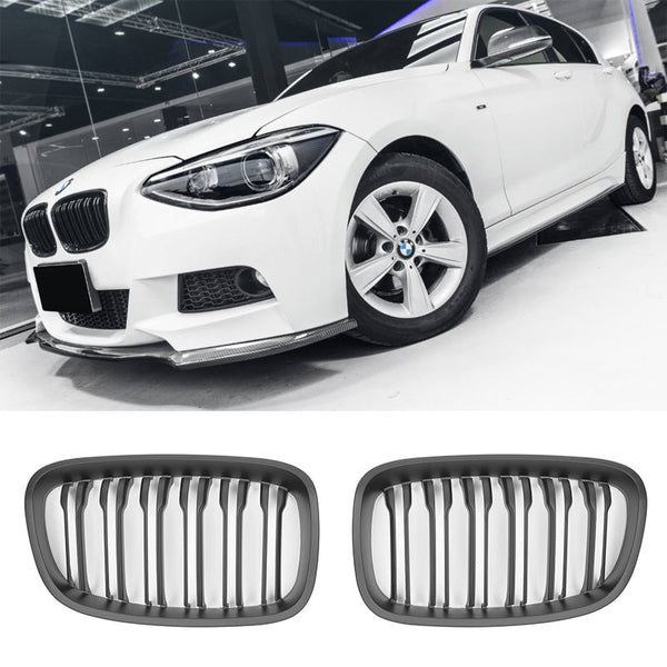 Sport Grille geschikt voor BMW 1-Serie F20 en F21 20212-2015 dubbele spijl mat zwart