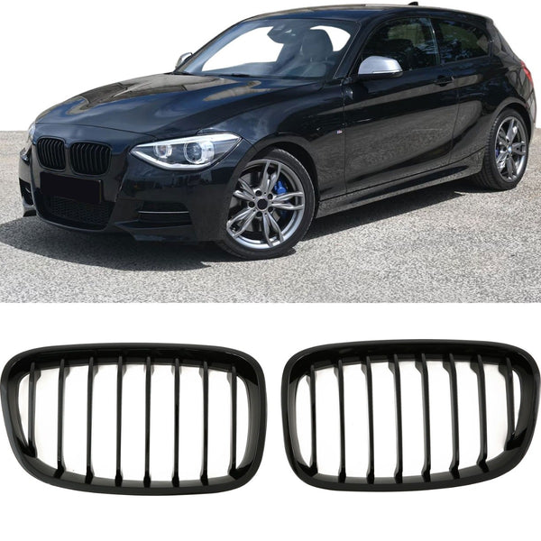 Sport Grille geschikt voor BMW 1-Serie F20 en F21 20212-2015 enkele spijl glans zwart