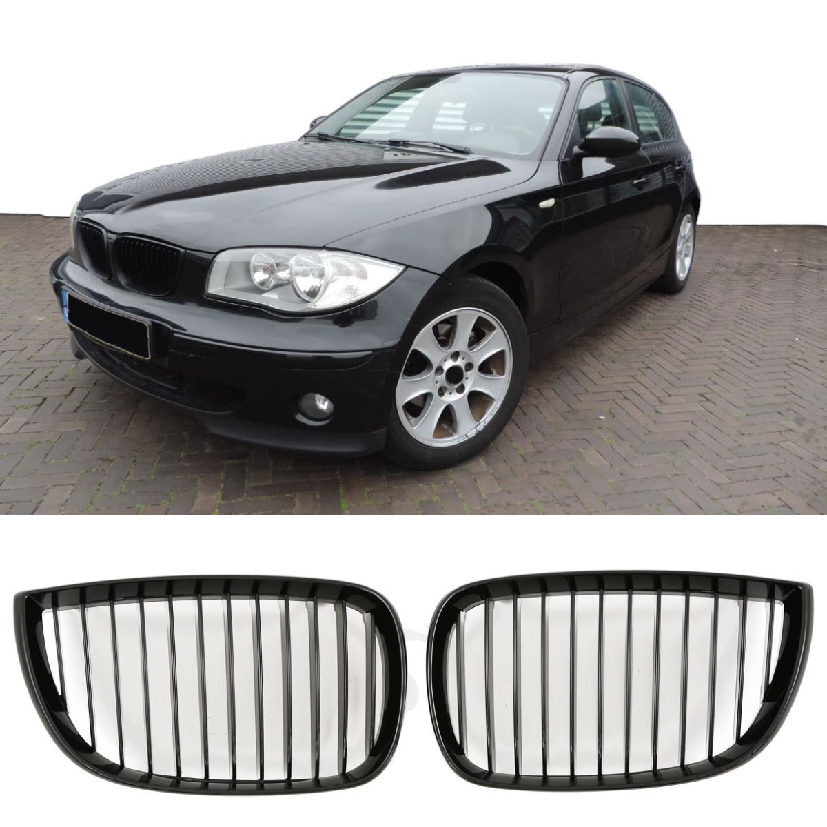 Sport Grille geschikt voor BMW 1-Serie E87 2004-2007 enkele spijl glans zwart