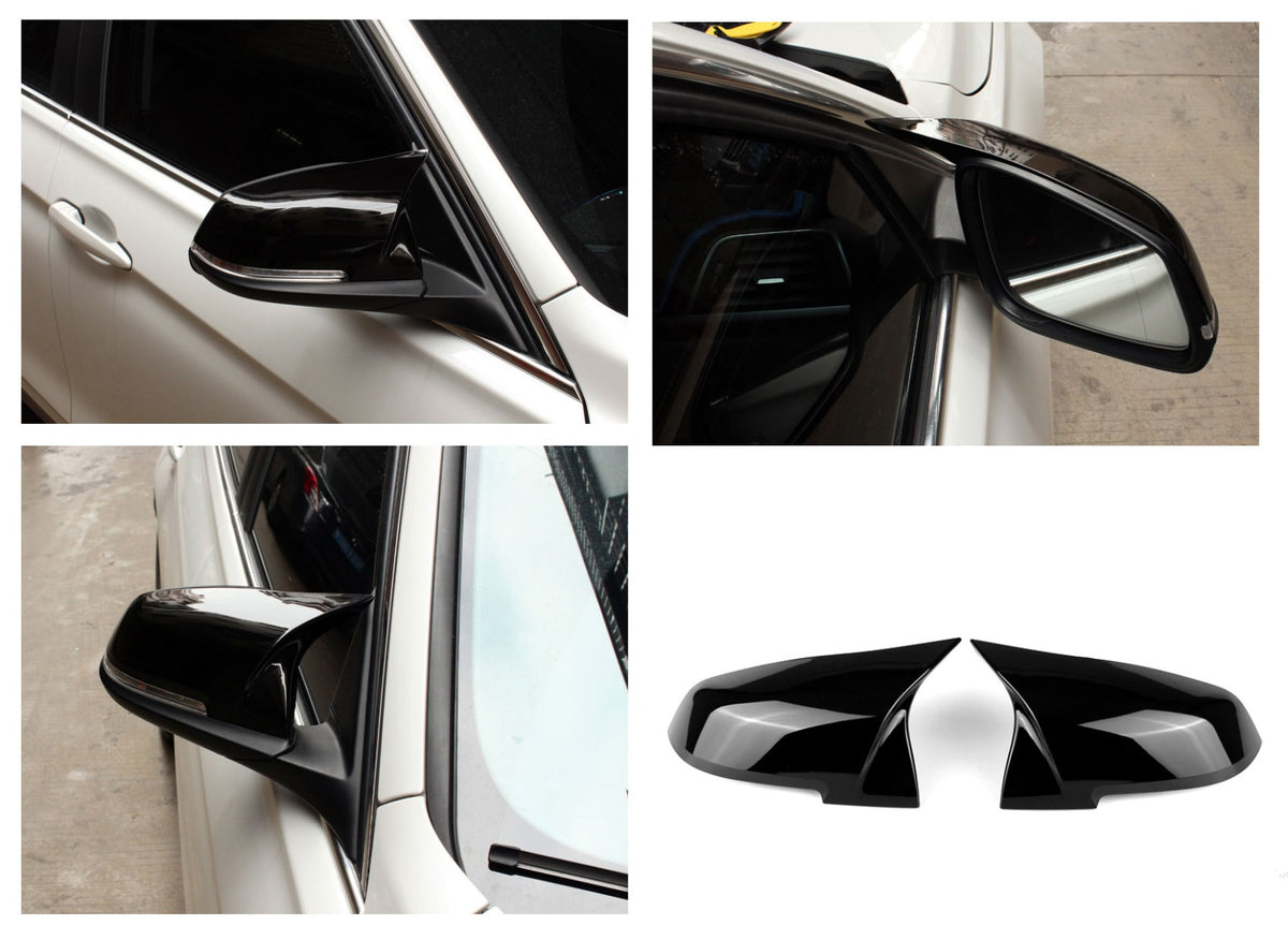 Spiegelkappen -Batman- geschikt voor BMW 1 Serie F20 & F21 2-Serie F22 & 3-Serie F30 + F31 & 4-Serie F32, F33, F36 & X1 E84 hoogglans zwart