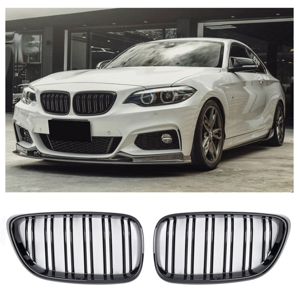 Sport Grille geschikt voor BMW 2-serie F22, F23 en F87 dubbele spijl glans zwart