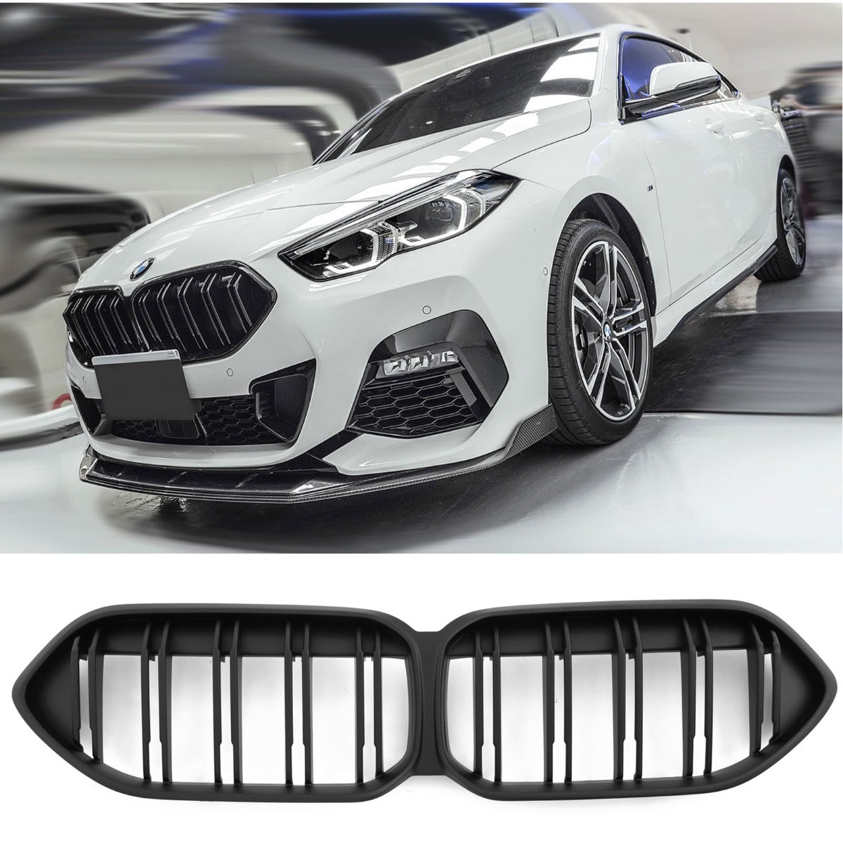 Sport Grille geschikt voor BMW 2-Serie F44 Gran Coupe dubbele spijl mat zwart