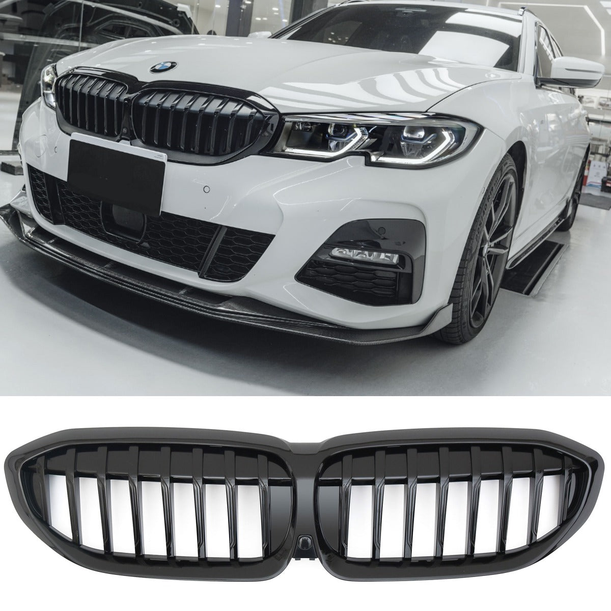 Sport Grille geschikt voor BMW 3-Serie G20 en G21 (pre-facelift) enkele spijl glans zwart