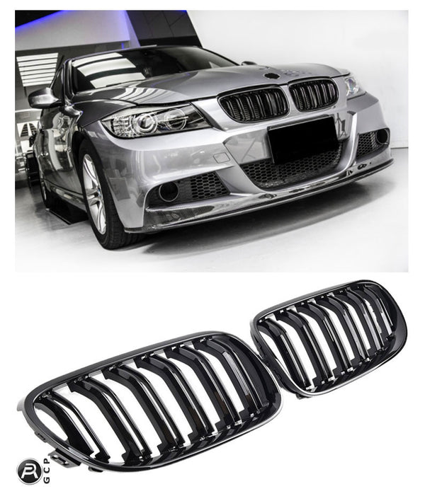 Sport Grille geschikt voor BMW 3-Serie E90 en E91 vanaf 09/2008 (Facelift) dubbele spijl glans zwart