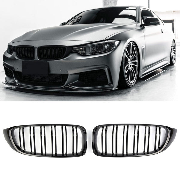 Sport Grille geschikt voor BMW 4-Serie F32, F33, F36 en F80 (M3) dubbele spijl glans zwart