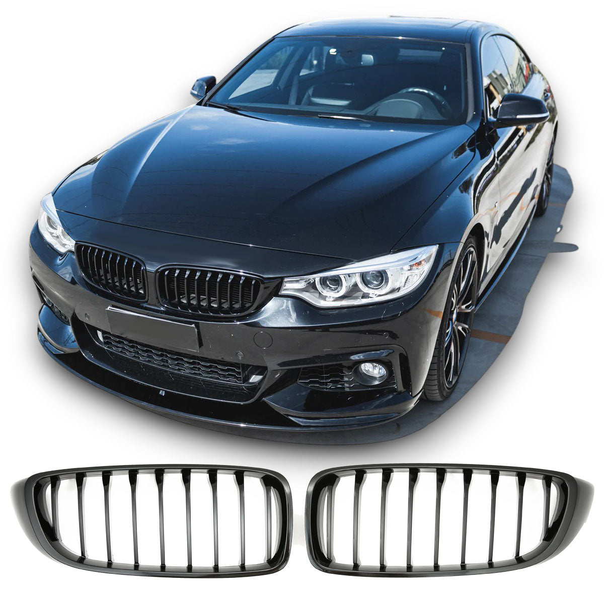 Sport Grille geschikt voor BMW 4-Serie F32, F33, F36 en F80 (M3) enkele spijl glans zwart