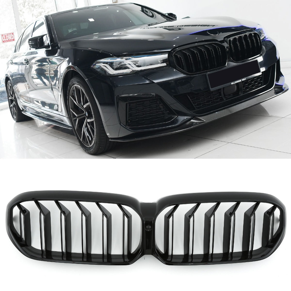 Grille glans zwart geschikt voor BMW 5 Serie G30 G31 LCI | 2020-2023 | 2020-2023