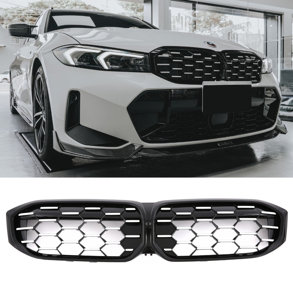 Sport Grille geschikt voor BMW 3-Serie G20 en G21 (Facelift) dubbele spijl chrome + zwart