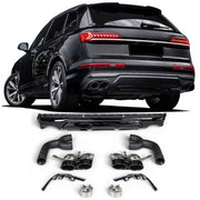 Diffuser + Uitlaatsierstukken 2x2 (ZWART) geschikt voor Audi Q7 4M (2020–2023)