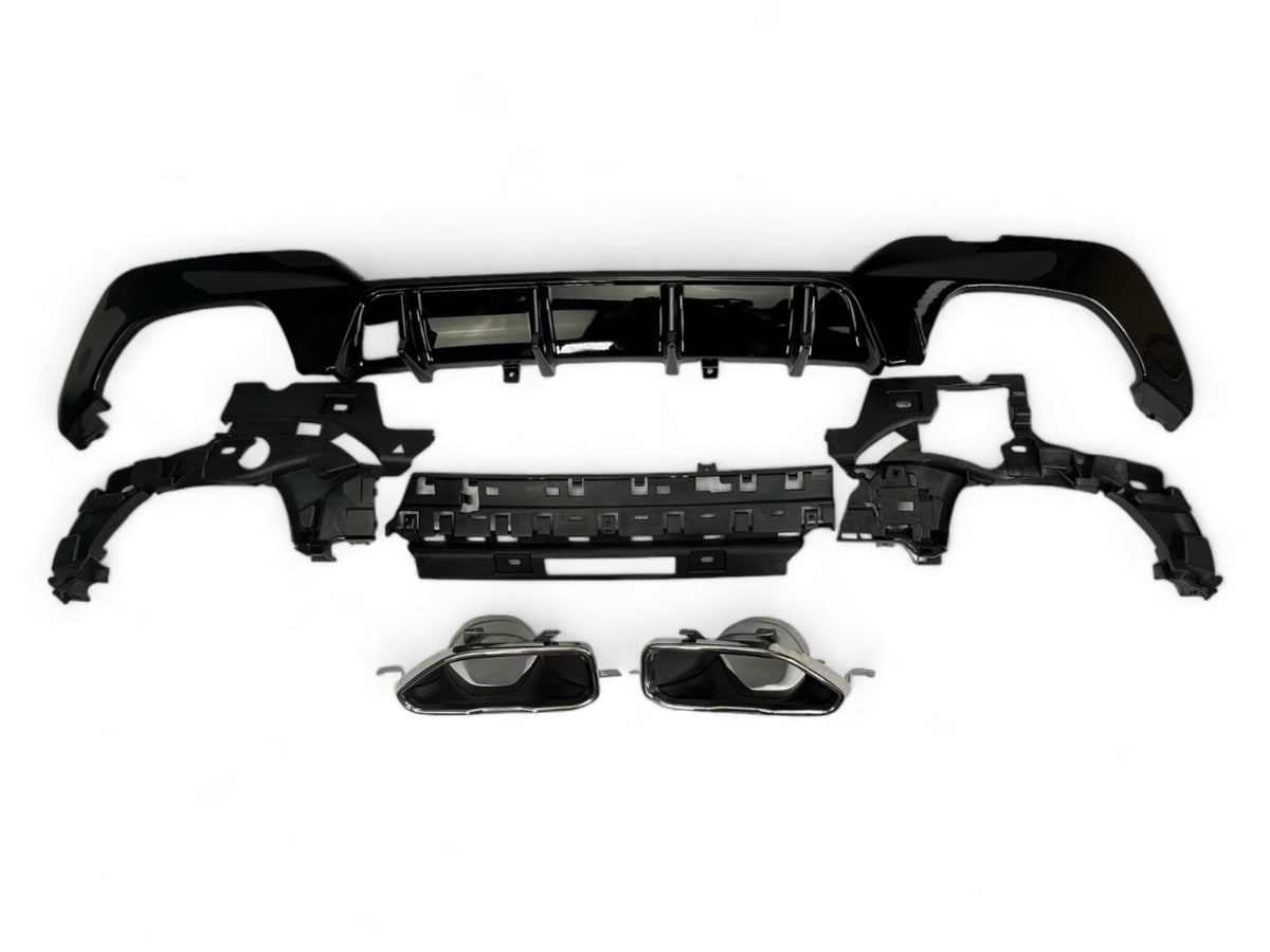 Sport Diffuser geschikt voor BMW 3-Serie G20 & G21 met M-Sport pakket 2019-2022 (pre-facelift) + uitlaatstukken chrome