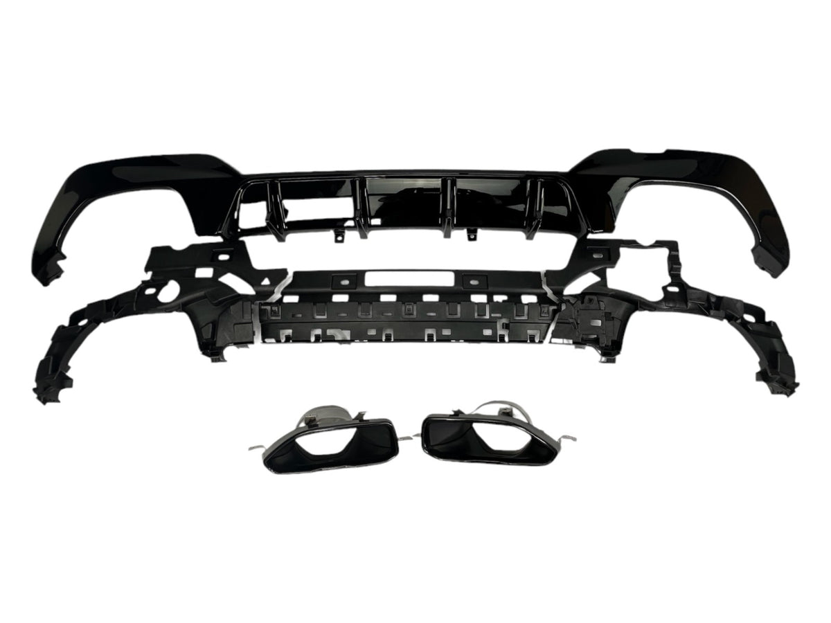 Sport Diffuser geschikt voor BMW 3-Serie G20 & G21 met M-Sport pakket 2019-2022 (pre-facelift) + uitlaatstukken zwart