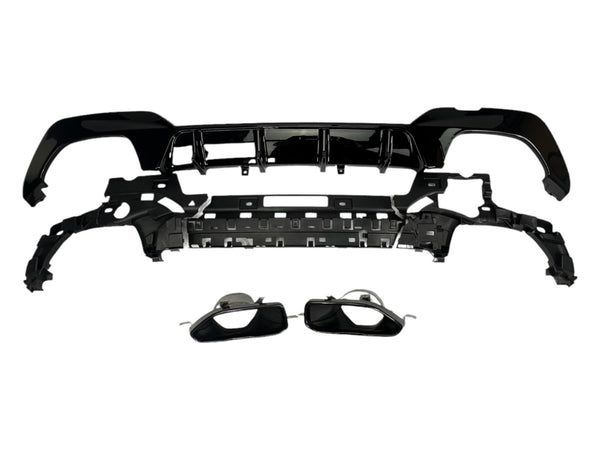 Sport Diffuser geschikt voor BMW 3-Serie G20 & G21 met M-Sport pakket 2019-2022 (pre-facelift) + uitlaatstukken zwart