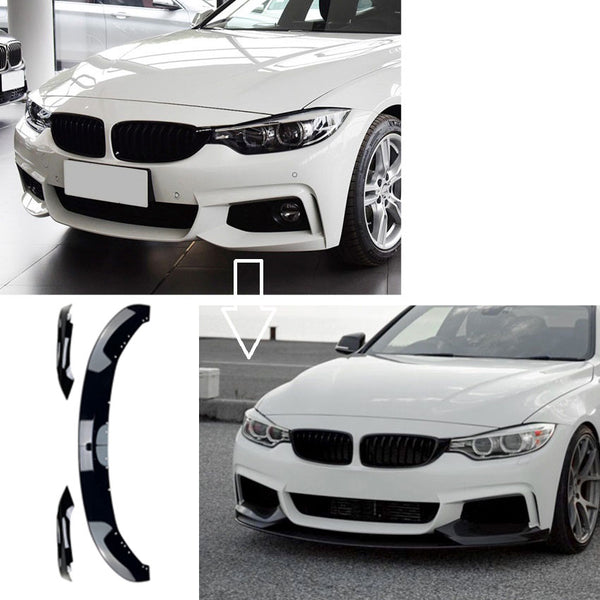 Splitter voorspoilerlip geschikt voor BMW 4-Serie F32 F33 F36 met M-Sport pakket hoogglans zwart