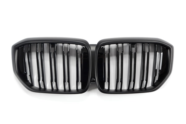 Sportgrille met dubbele dwarsbalk, glanzend/mat zwart, geschikt voor BMW X5 G05 LCI vanaf april 2023.