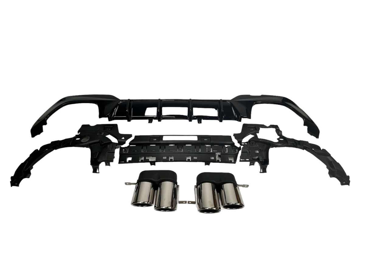 Sport Diffuser geschikt voor BMW 3-Serie G20 & G21 met M-Sport pakket vanaf 07/2022 (facelift) + uitlaatstukken chrome