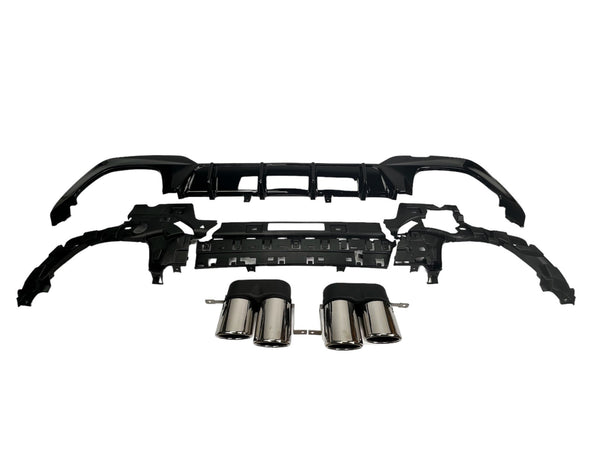 Sport Diffuser geschikt voor BMW 3-Serie G20 & G21 met M-Sport pakket vanaf 07/2022 (facelift) + uitlaatstukken chrome