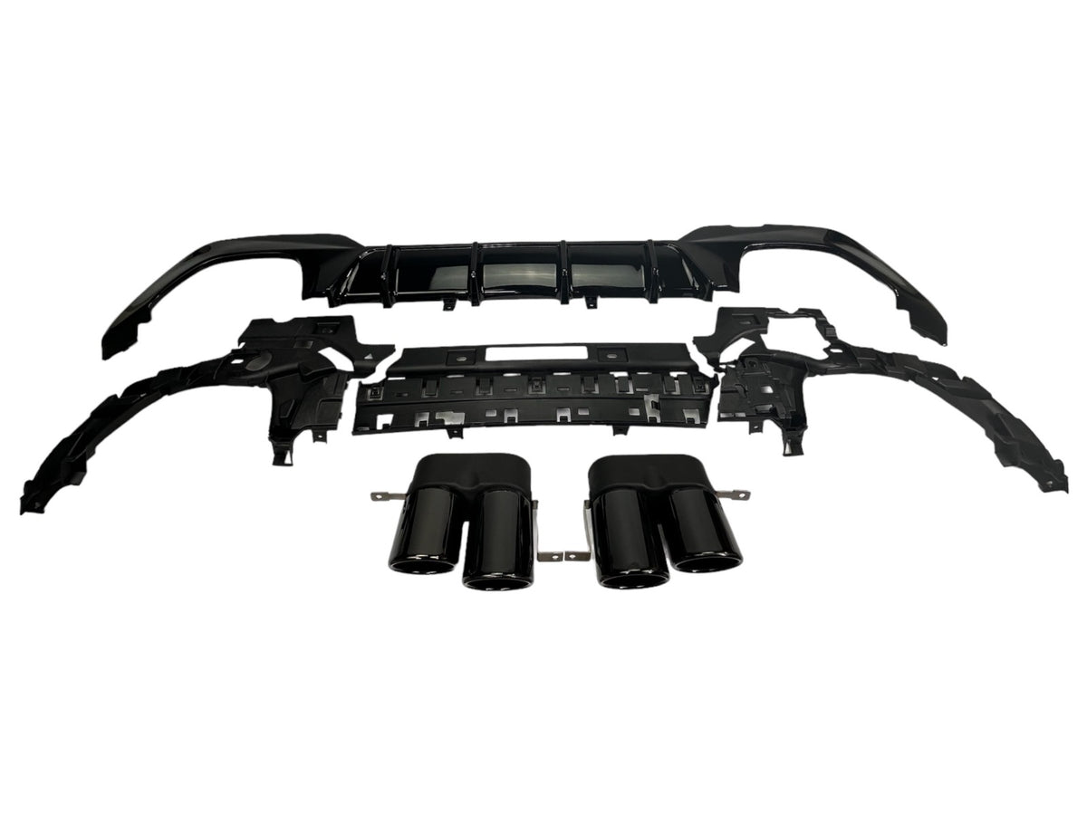 Sport Diffuser geschikt voor BMW 3-Serie G20 & G21 met M-Sport pakket vanaf 07/2022 (facelift) + uitlaatstukken zwart