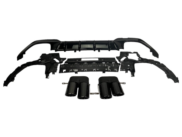 Sport Diffuser geschikt voor BMW 3-Serie G20 & G21 met M-Sport pakket vanaf 07/2022 (facelift) + uitlaatstukken zwart