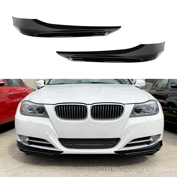 Splitter Spoiler Lip geschikt voor BMW 3 Serie E90 E91 2008-2012 (facelift) met M-Tech sportpakket hoogglans zwart